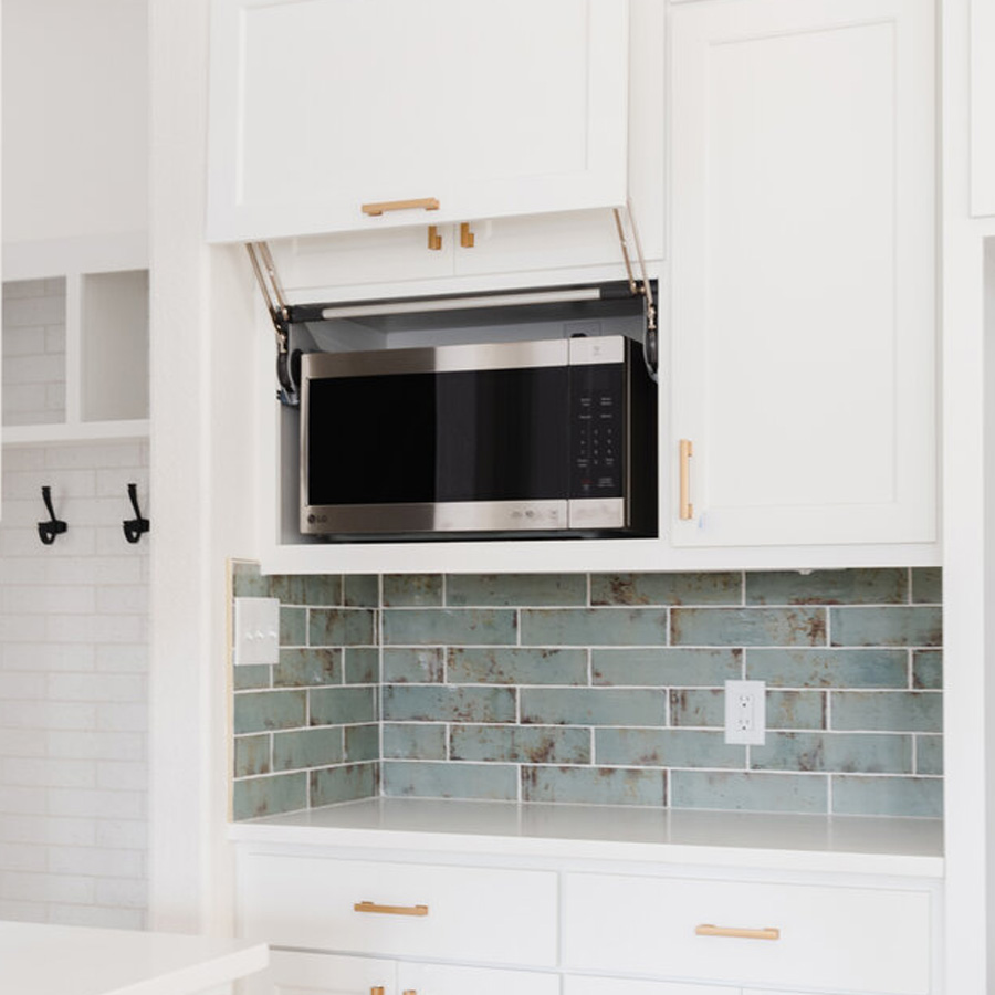 microwave hidden in cabinet